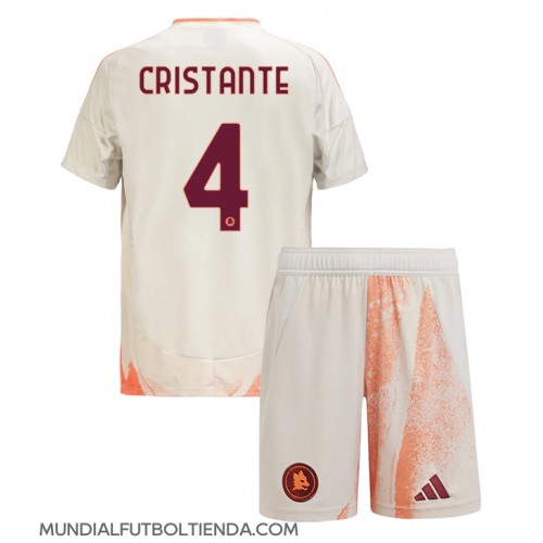 Camiseta AS Roma Bryan Cristante #4 Segunda Equipación Replica 2024-25 para niños mangas cortas (+ Pantalones cortos)